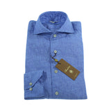 Overhemd tailored fit linnen 140 Blauw