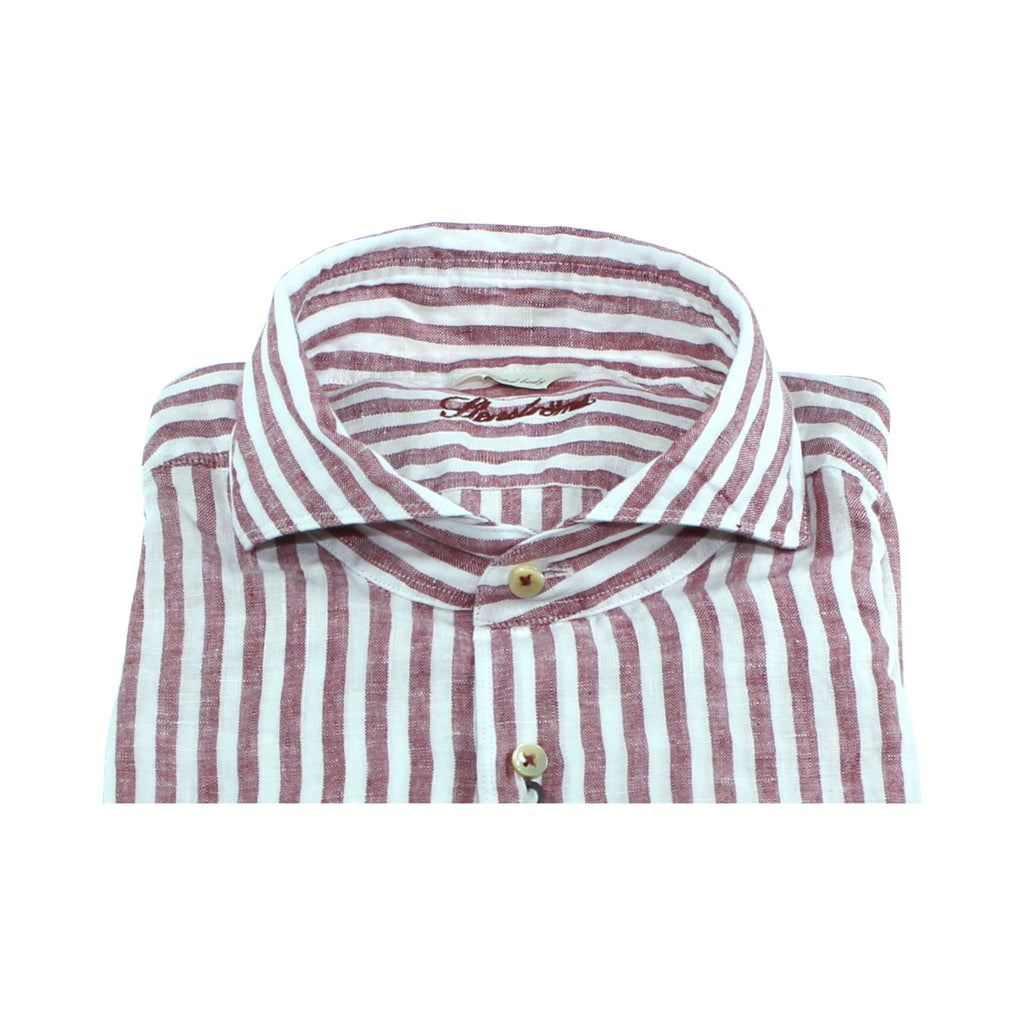 Overhemd tailored fit linnen 562 Rood wit streep